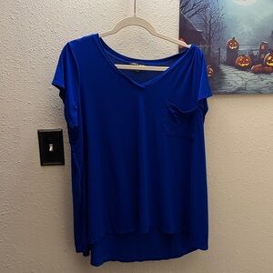 Cable & Gauge Royal Blue V-Neck Blouse